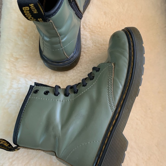 Olive Green Youth Doc Martens Booth - Picture 3 of 7